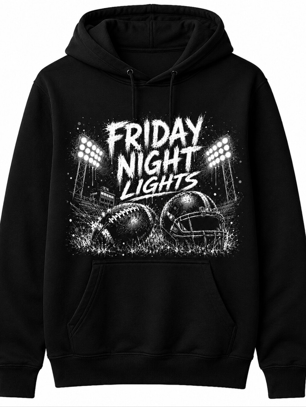 Gildan Black Hoodie with White "Friday Night Lights" Graphic